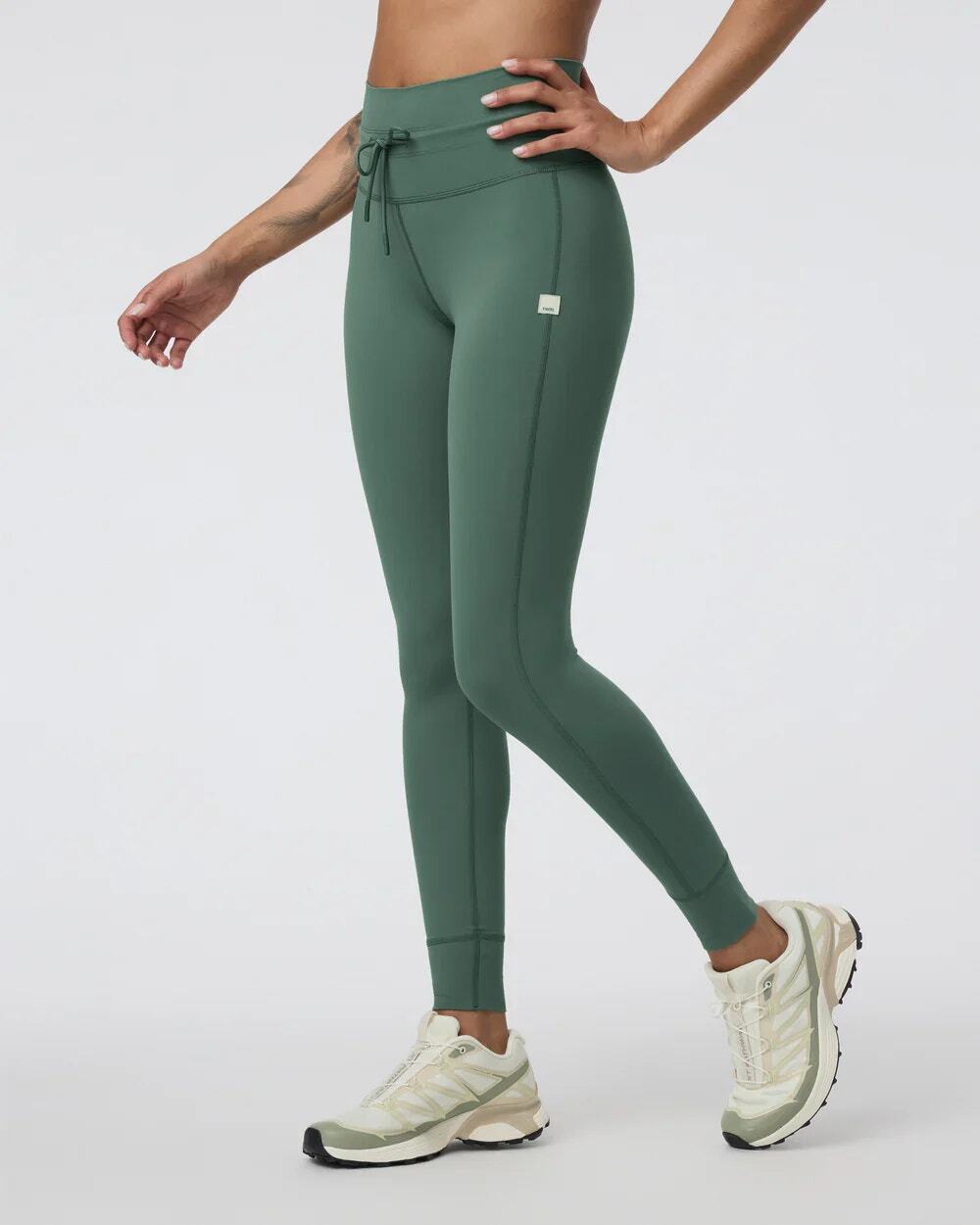 Vuori Daily High Rise Legging Pent Women's Size XL Green Drawstrings Athletic